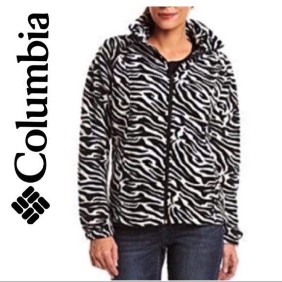 Columbia Jackets & Blazers - Columbia full zip fleece jacket zebra animal print